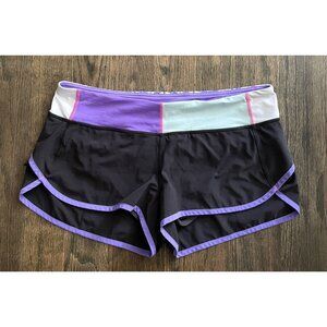 Lululemon Speed Shorts Athletic Purple Trim Colorful Waistband  *2.5" Size 10